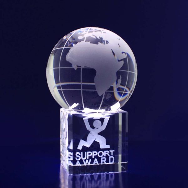 world globe paperweight 3d etched crystal
