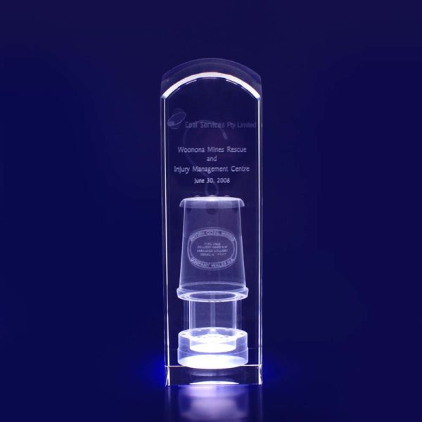 3d crystal trophy rect dome 200mm