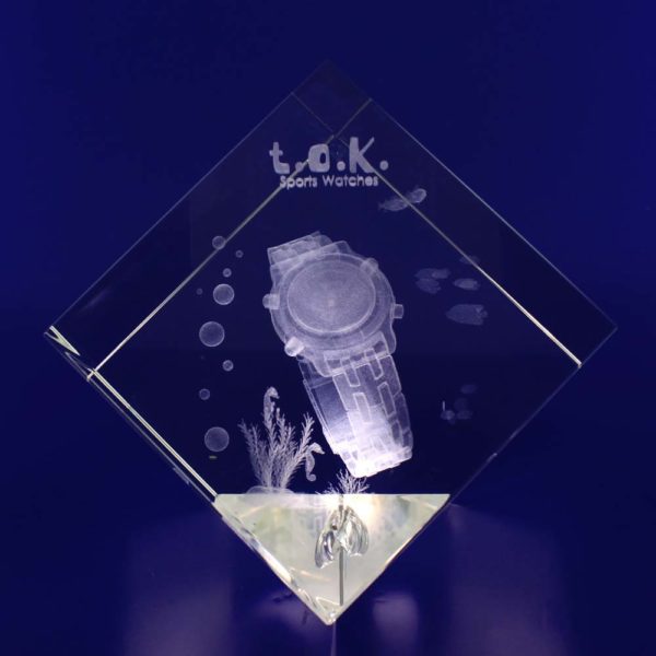 3d laser glass paperweight diamond 100mm