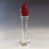 TORCH crystal glass award with red crystal accents