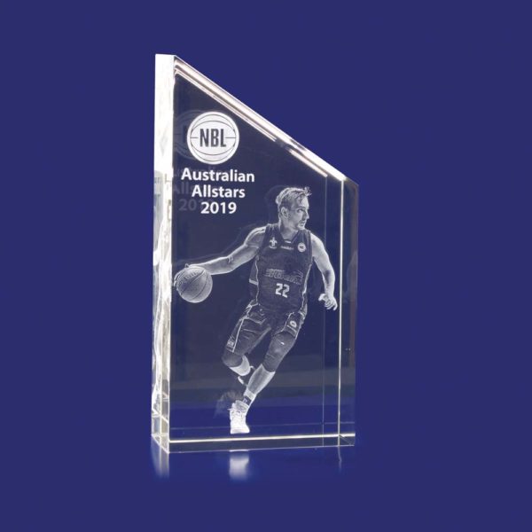Rectangle Slope trophy with 3D engraving